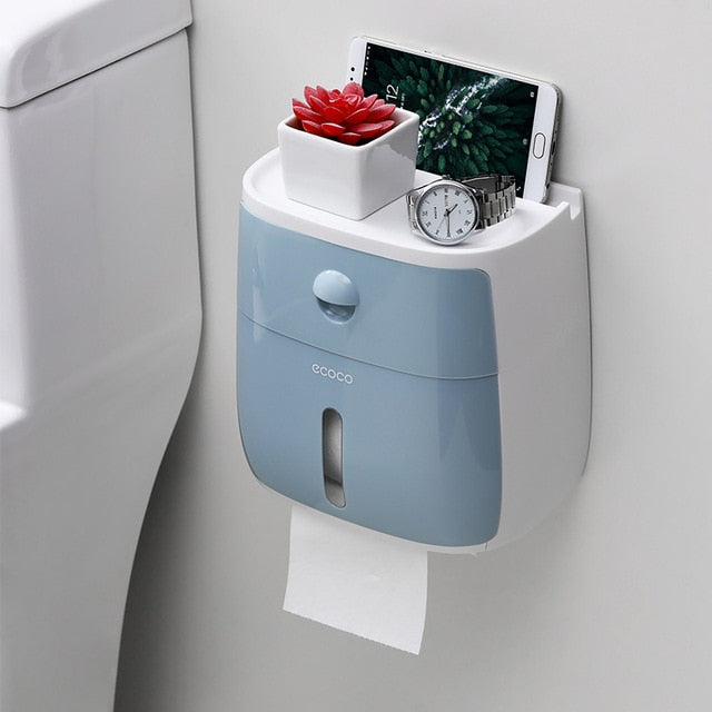 Wall mounted Bathroom Roll Paper Holder Waterproof Plastic Toilet